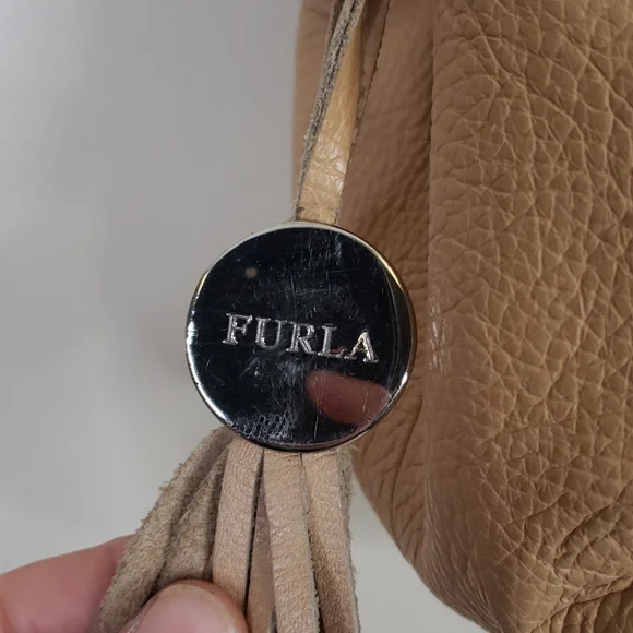 Furla Tan Pebbled Leather Hobo Shoulder Bag - Picture 2 of 7